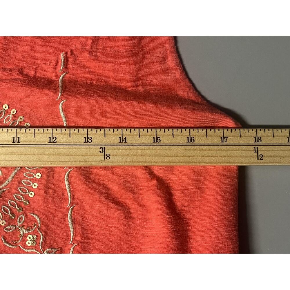 J Jill Dress Womens Small Orange Embroidered Tank Maxi Jersey Boho Sundress - Picture 11 of 13